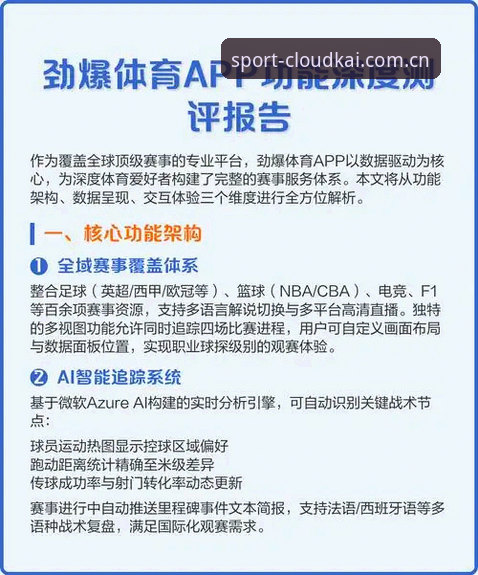 YUNKAI官网对比 云开体育平台)的深度测试,其移动端版本表现出明显的场景化设计倾向。在YUNKAI官网对比中,移动端版本的安装包大小约为45.2 MB,相比传统体育资讯类App动辄80-100 MB的体量,体积控制相当出色。这一数据背后是开发团队对核心功能的精准取舍——去除了PC端复杂的后台管理系统和冗余的广告模块,保留了赛事比分、数据统计、娱乐内容三大核心模块。